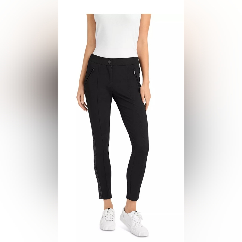 Karl Lagerfeld Black Compression Tuxedo Stripe Pant Size 12